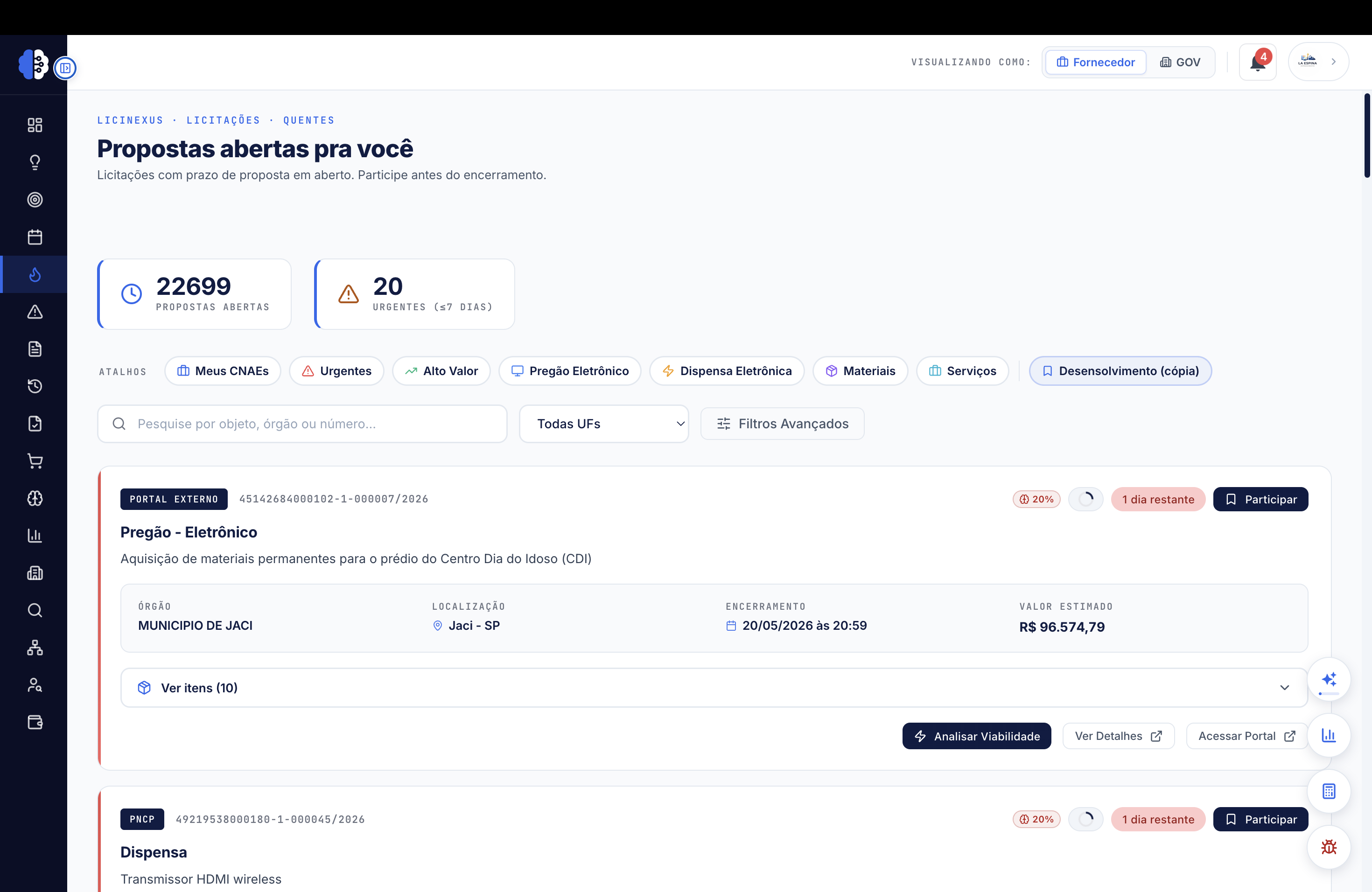 Quentes agora, 33 mil editais por dia